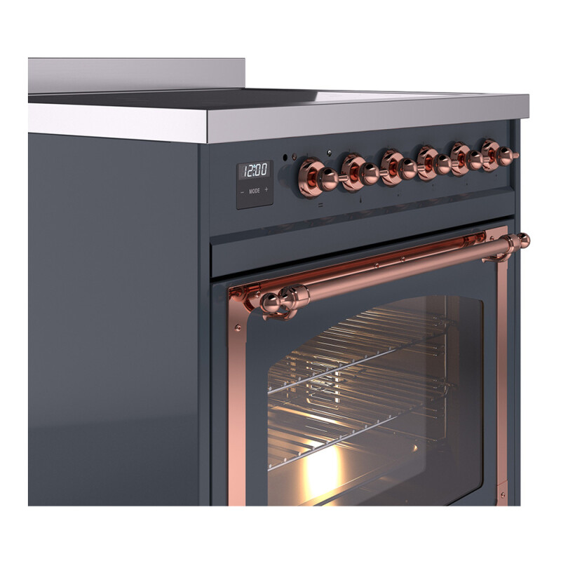 Nostalgie II Noblesse 30″ Induction Range (Triple Glass Door, Blue Grey, Copper) UNI304NMPBGP