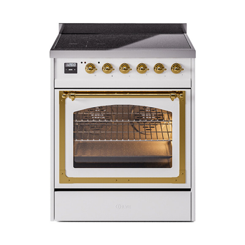 Nostalgie II Noblesse 30″ Induction Range (Triple Glass Door, White, Brass) UNI304NMPWHG