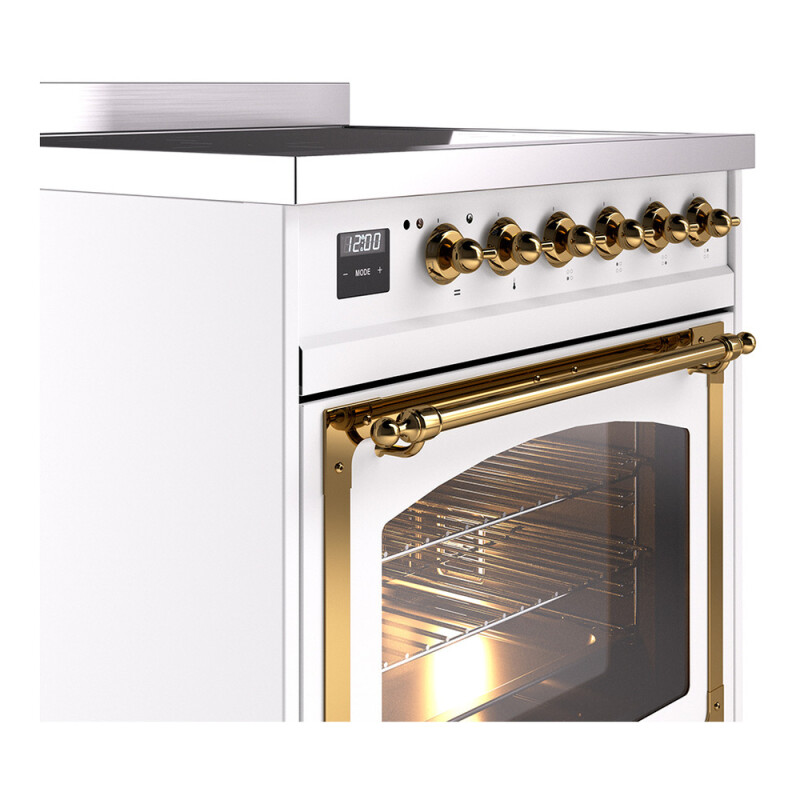 Nostalgie II Noblesse 30″ Induction Range (Triple Glass Door, White, Brass) UNI304NMPWHG