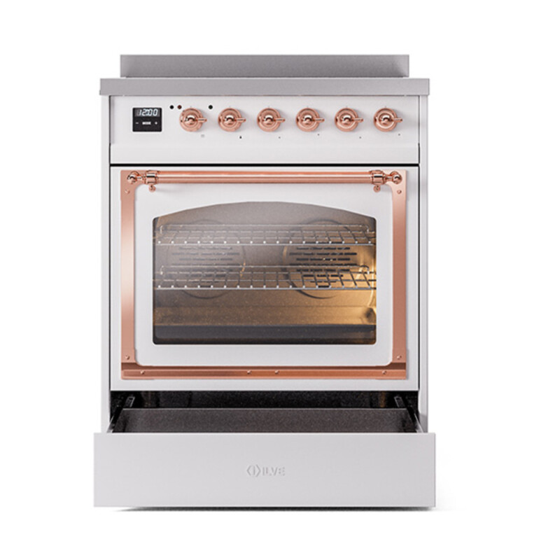 Nostalgie II Noblesse 30″ Induction Range (Triple Glass Door, White, Copper) UNI304NMPWHP