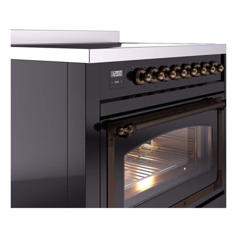 Nostalgie II Noblesse 36″ Induction Range (Triple Glass Door, Glossy Black, Burnished) UNI366NMPBKB