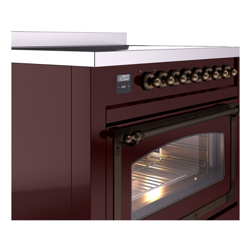 Nostalgie II Noblesse 36″ Induction Range   (Triple Glass Door, Burgundy, Burnished) UNI366NMPBUB