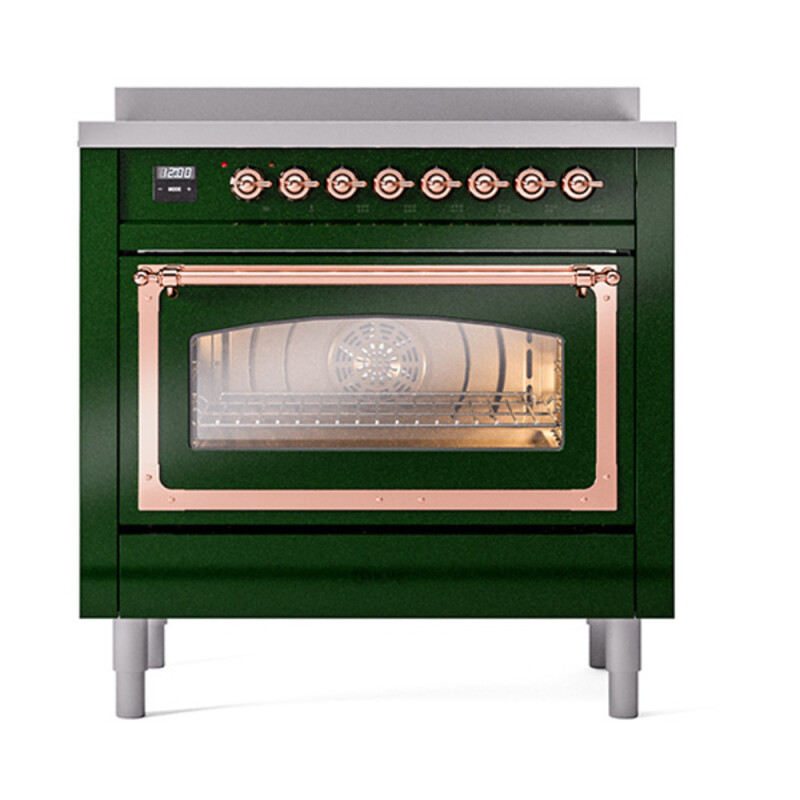 Nostalgie II Noblesse 36″ Induction Range (Triple Glass Door, Emerald Green, Copper) UNI366NMPEGP