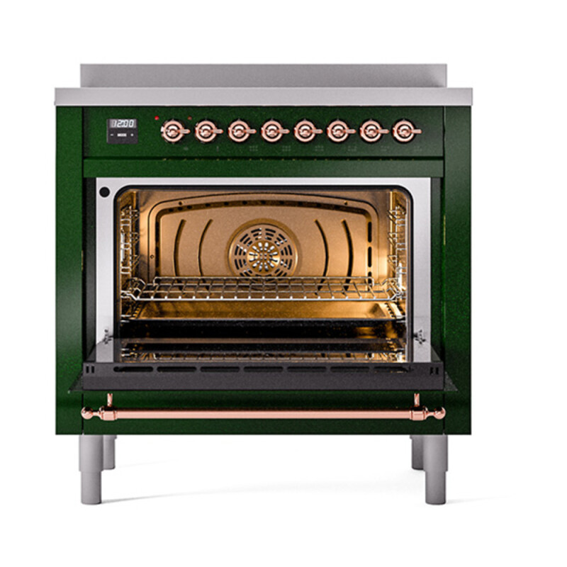 Nostalgie II Noblesse 36″ Induction Range (Triple Glass Door, Emerald Green, Copper) UNI366NMPEGP