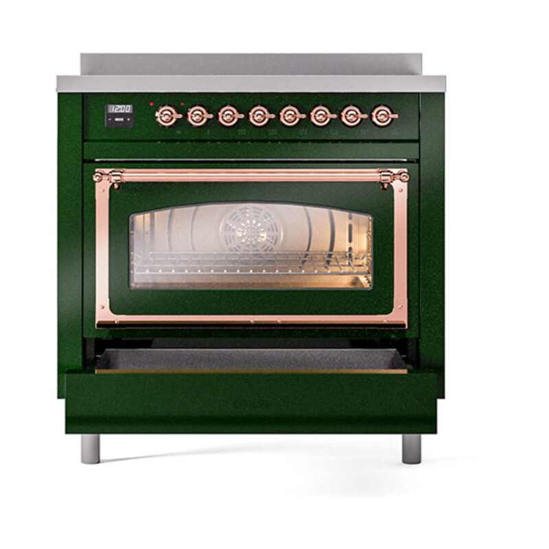 Nostalgie II Noblesse 36″ Induction Range (Triple Glass Door, Emerald Green, Copper) UNI366NMPEGP