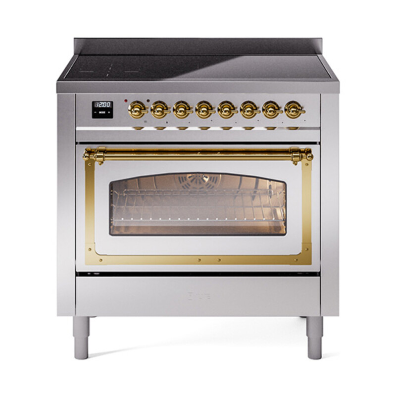 Nostalgie II Noblesse 36″ Induction Range   (Triple Glass Door, Stainless Steel, Brass) UNI366NMPSSG