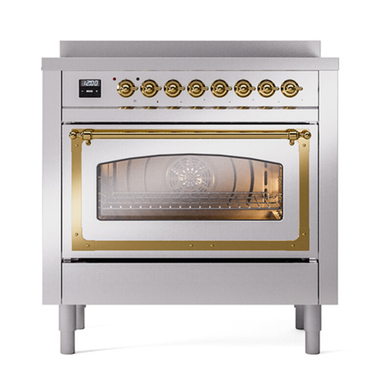 Nostalgie II Noblesse 36″ Induction Range   (Triple Glass Door, Stainless Steel, Brass) UNI366NMPSSG