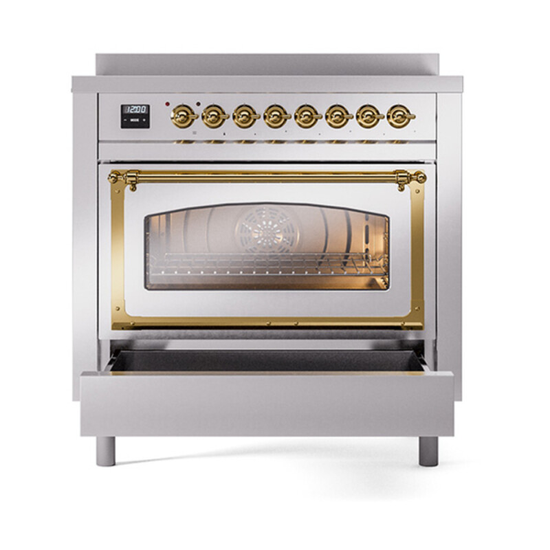 Nostalgie II Noblesse 36″ Induction Range   (Triple Glass Door, Stainless Steel, Brass) UNI366NMPSSG