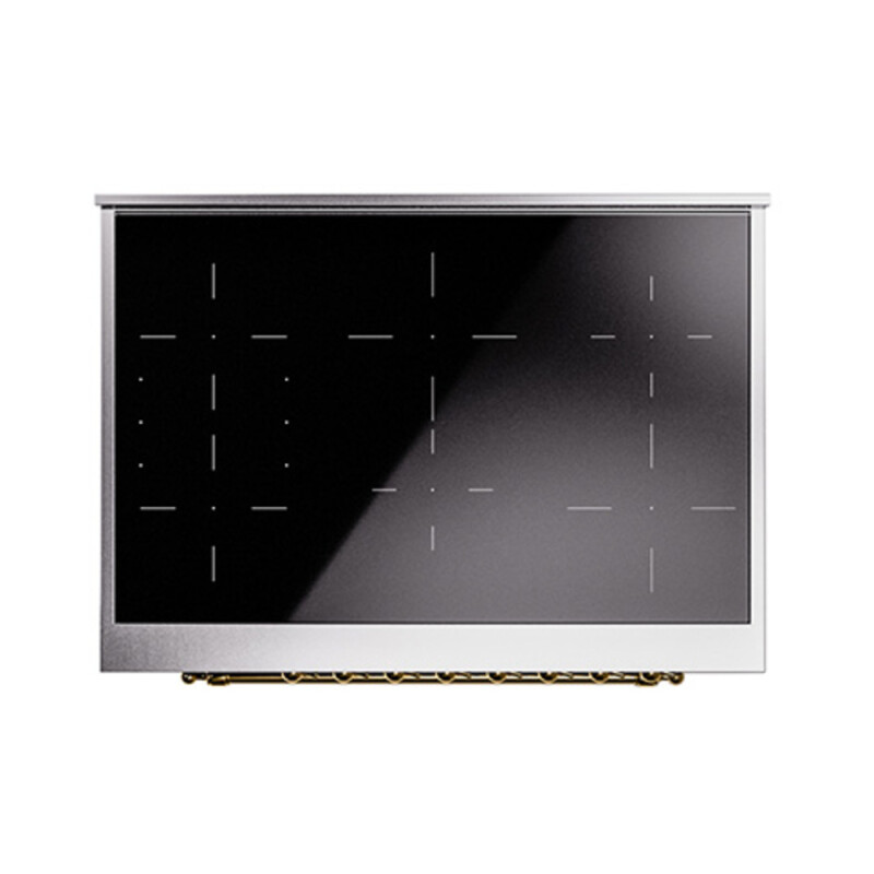 Nostalgie II Noblesse 36″ Induction Range   (Solid Door, Glossy Black, Brass) UNI366QNMPBKG