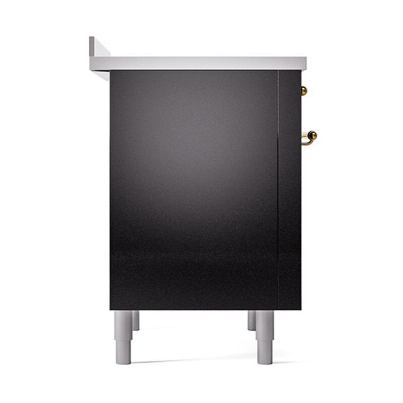 Nostalgie II Noblesse 36″ Induction Range   (Solid Door, Glossy Black, Brass) UNI366QNMPBKG