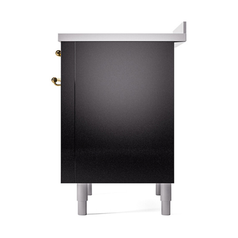 Nostalgie II Noblesse 36″ Induction Range   (Solid Door, Glossy Black, Brass) UNI366QNMPBKG