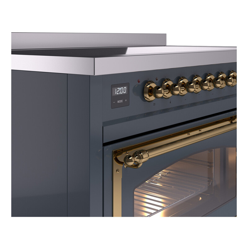 Nostalgie II Noblesse 48″ Induction Range  (Triple Glass Door, Blue Grey, Brass) UNI486NMPBGG