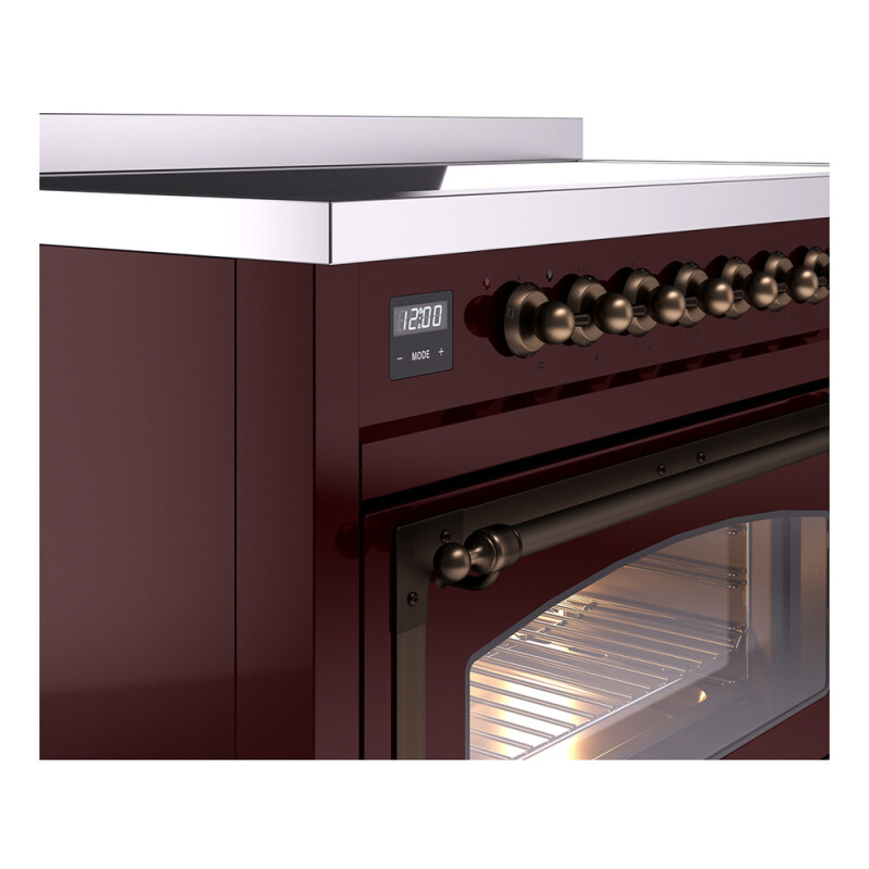 Nostalgie II Noblesse 48″ Induction Range  (Triple Glass Door, Burgundy, Burnished) UNI486NMPBUB