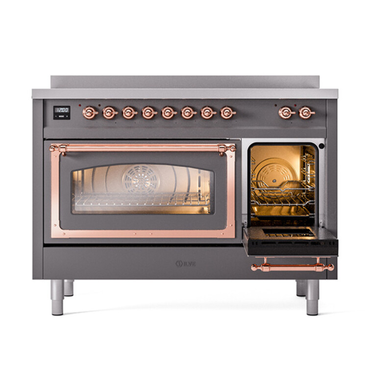 Nostalgie II Noblesse 48″ Induction Range  (Triple Glass Door, Graphite Matte, Copper) UNI486NMPMGP