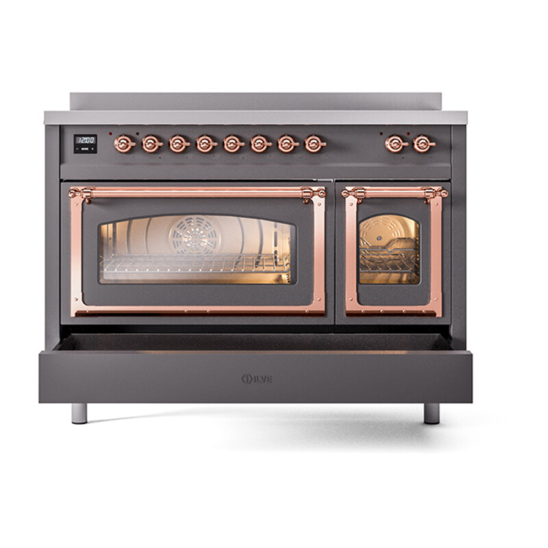 Nostalgie II Noblesse 48″ Induction Range  (Triple Glass Door, Graphite Matte, Copper) UNI486NMPMGP