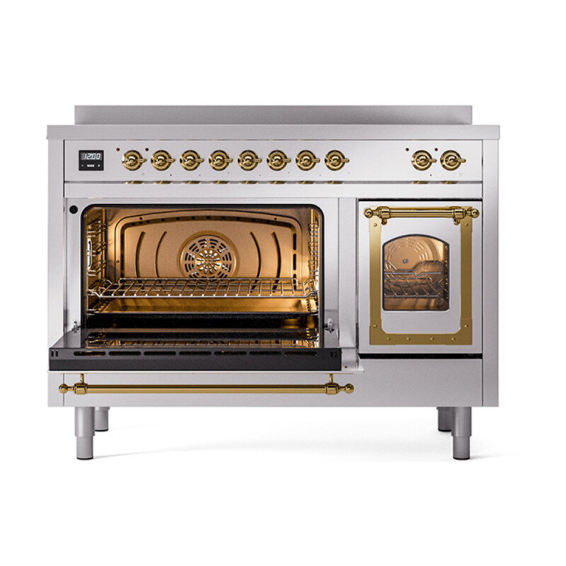 Nostalgie II Noblesse 48″ Induction Range  (Triple Glass Door, Stainless Steel, Brass) UNI486NMPSSG