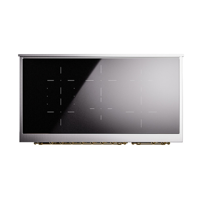 Nostalgie II Noblesse 48″ Induction Range  (Solid Door, Glossy Black, Brass) UNI486QNMPBKG