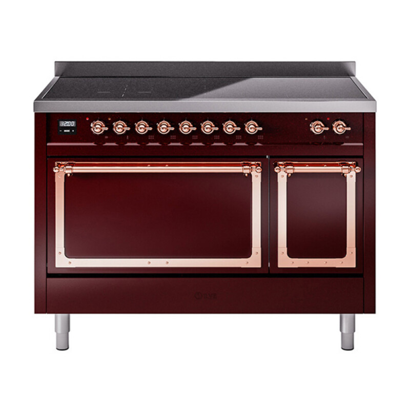 Nostalgie II Noblesse 48″ Induction Range  (Solid Door, Burgundy, Copper) UNI486QNMPBUP