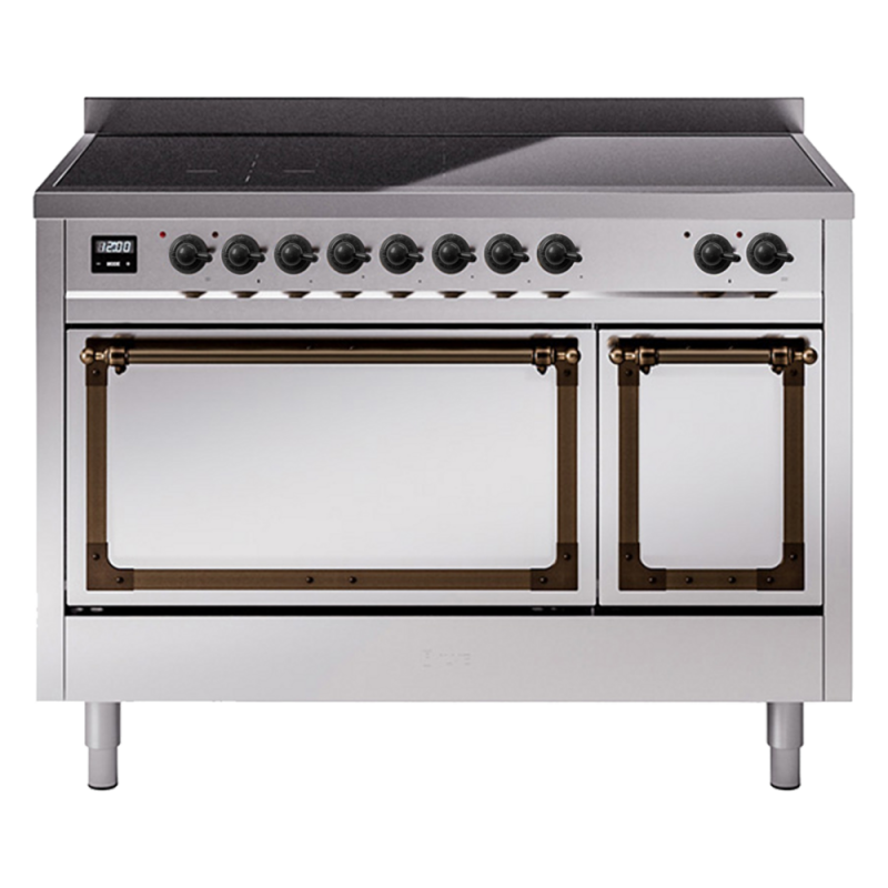 Nostalgie II Noblesse 48″ Induction Range  (Solid Door, Stainless Steel, Burnished) UNI486QNMPSSB