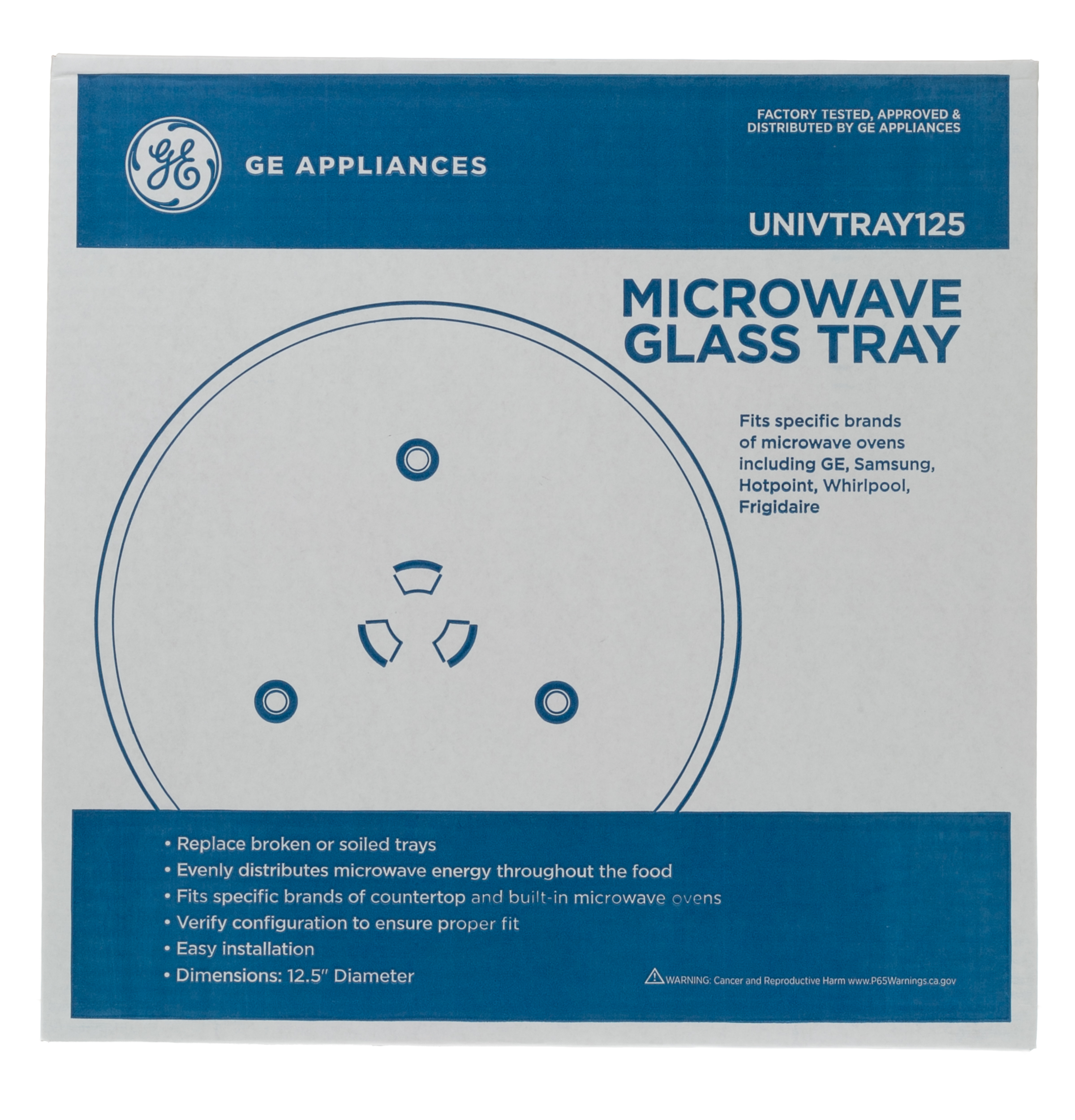 Appliances 12.5 inch Microwave Glass Tray Replacement, UNIVTRAY125 UNIVTRAY125