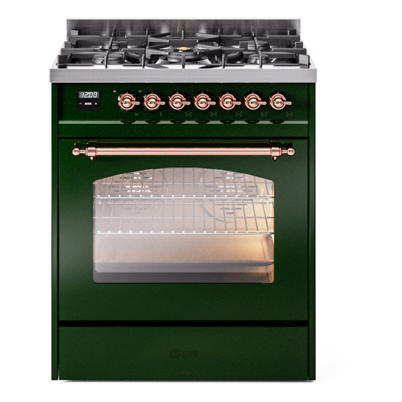 Nostalgie II 30 UP30NMPEGP Freestanding Dual Fuel Range with 5 Sealed Burners Single Oven with Triple Glass Door with Copper knobs UP30NMPEGP