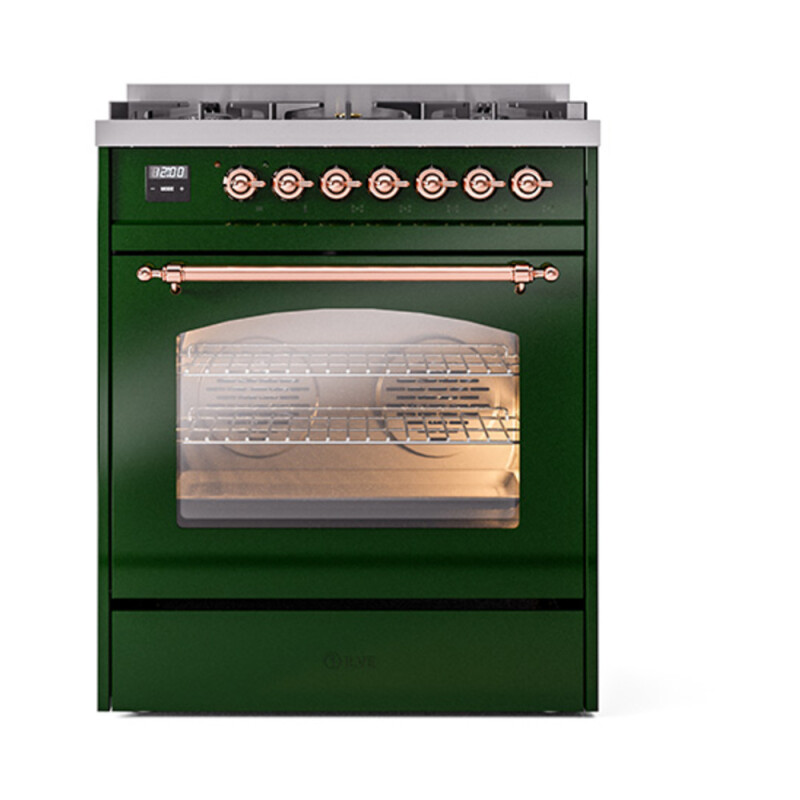 Nostalgie II 30 UP30NMPEGP Freestanding Dual Fuel Range with 5 Sealed Burners Single Oven with Triple Glass Door with Copper knobs UP30NMPEGP