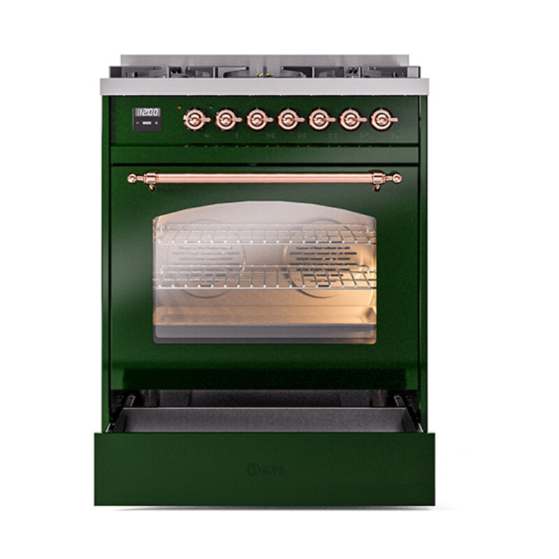 Nostalgie II 30 UP30NMPEGP Freestanding Dual Fuel Range with 5 Sealed Burners Single Oven with Triple Glass Door with Copper knobs UP30NMPEGP