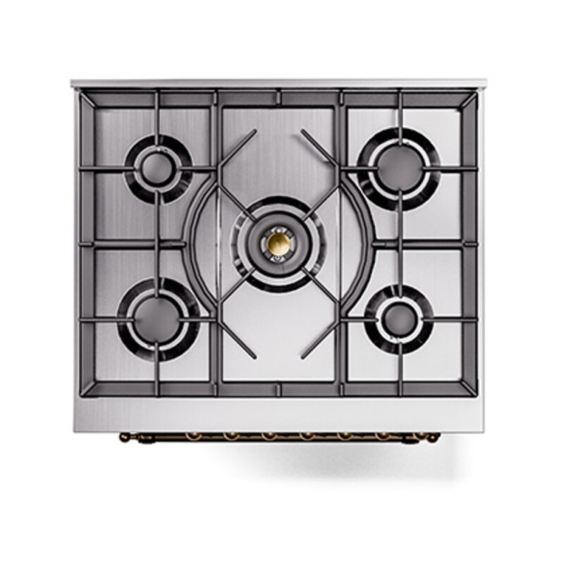 Nostalgie II 30 UP30NMPRAB Freestanding Dual Fuel Range with 5 Sealed Burners Single Oven with Triple Glass Door with Bronze knobs UP30NMPRAB