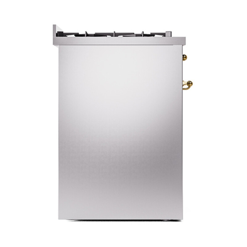 Nostalgie II Series 30 inch Freestanding Dual Fuel Range with Natural Gas, 5 Sealed Burners, 4 cu. ft. Total Oven Capacity, Convection Oven, Continuous Grates, Storage Drawer, with Brass Trim UP30NMPSSG