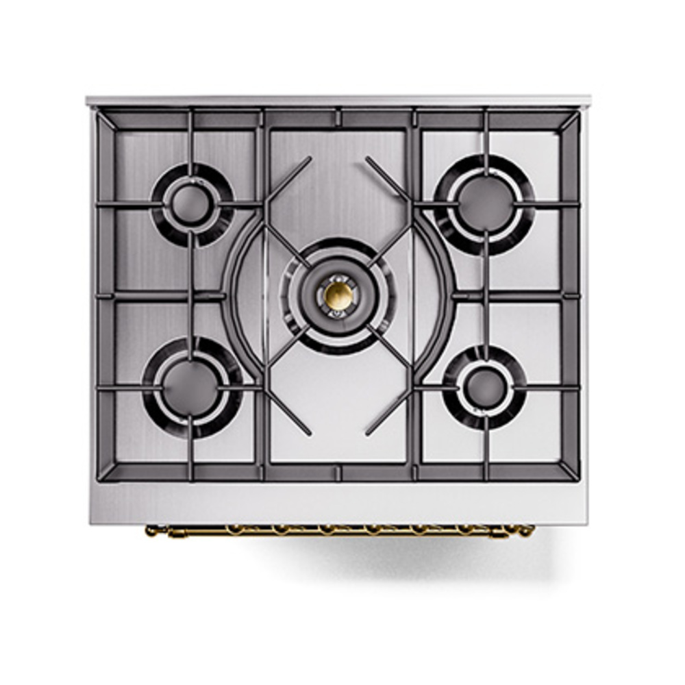 Nostalgie II 30 UP30QNMPBUG Freestanding Dual Fuel Range with 5 Sealed Burners Single Oven with Solid Door with Brass knobs UP30QNMPBUGLP