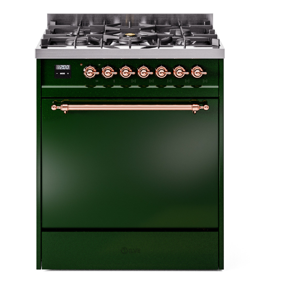 Nostalgie II 30 UP30QNMPEGP Freestanding Dual Fuel Range with 5 Sealed Burners Single Oven with Solid Door with Copper knobs UP30QNMPEGP
