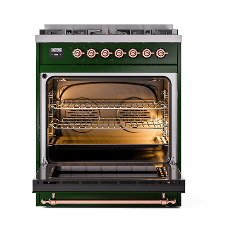 Nostalgie II 30 UP30QNMPEGP Freestanding Dual Fuel Range with 5 Sealed Burners Single Oven with Solid Door with Copper knobs UP30QNMPEGP