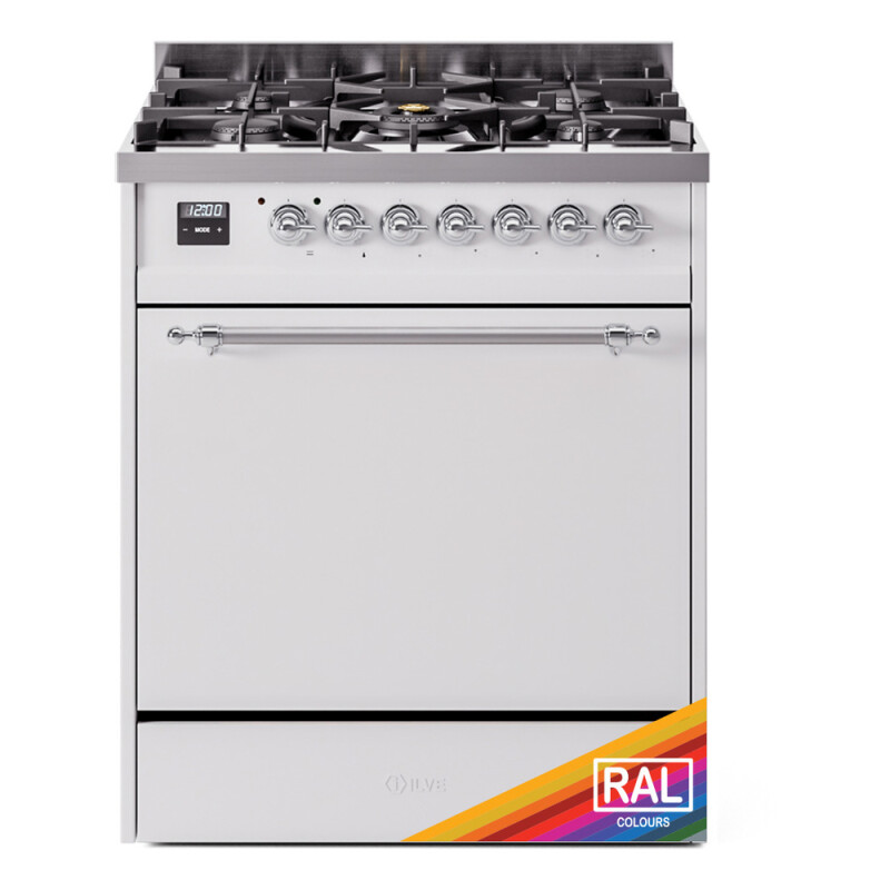 Nostalgie II 30 UP30QNMPRAC Freestanding Dual Fuel Range with 5 Sealed Burners Single Oven with Solid Door with Chrome knobs UP30QNMPRACLP