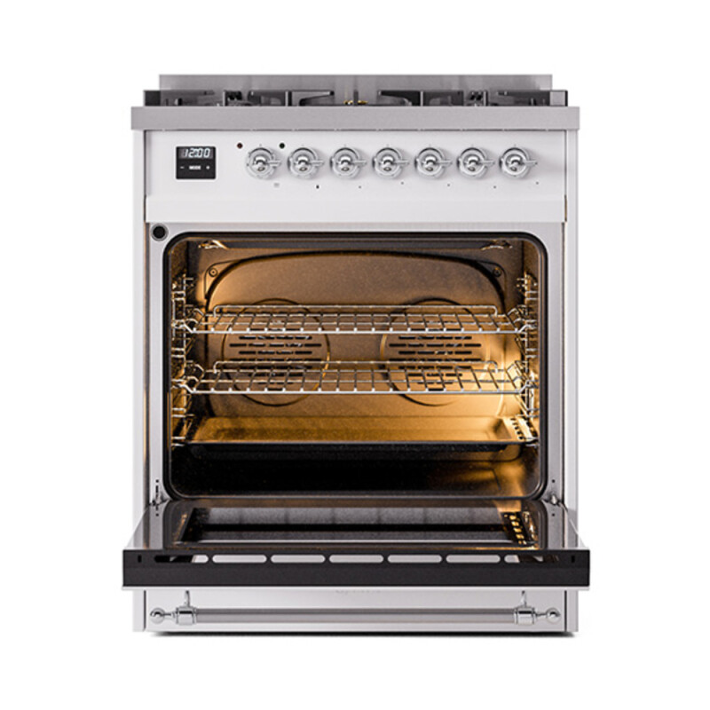 Nostalgie II 30 UP30QNMPRAC Freestanding Dual Fuel Range with 5 Sealed Burners Single Oven with Solid Door with Chrome knobs UP30QNMPRACLP