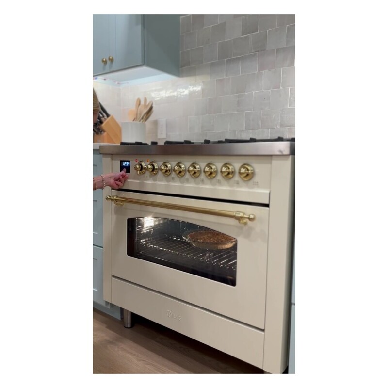 Nostalgie II Series 36 inch Freestanding Dual Fuel Range with Natural Gas, 6 Sealed Burners, 3.5 cu. ft. Total Oven Capacity, Griddle, Convection Oven, Continuous Grates, Storage Drawer, with UP36FNMPAWB