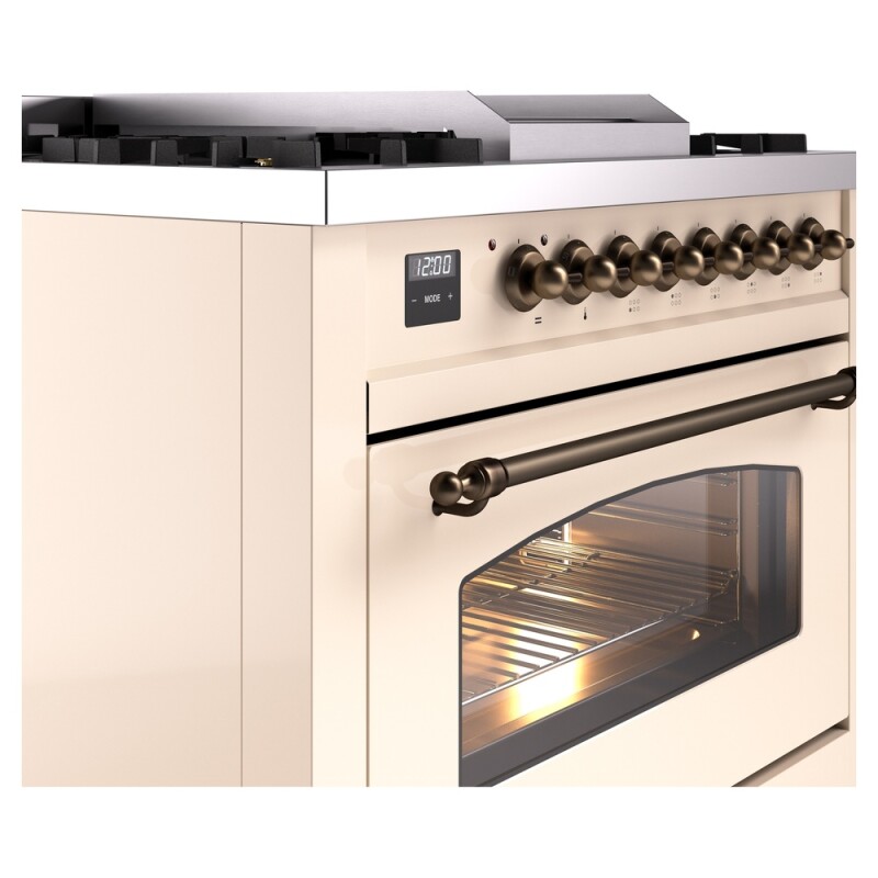 Nostalgie II Series 36 inch Freestanding Dual Fuel Range with Natural Gas, 6 Sealed Burners, 3.5 cu. ft. Total Oven Capacity, Griddle, Convection Oven, Continuous Grates, Storage Drawer, with UP36FNMPAWB