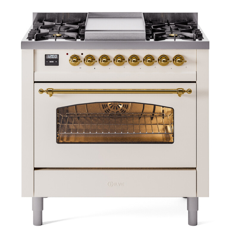 Nostalgie II Series 36 inch Freestanding Dual Fuel Range with Natural Gas, 6 Sealed Burners, 3.5 cu. ft. Total Oven Capacity, Griddle, Convection Oven, Continuous Grates, Storage Drawer, with