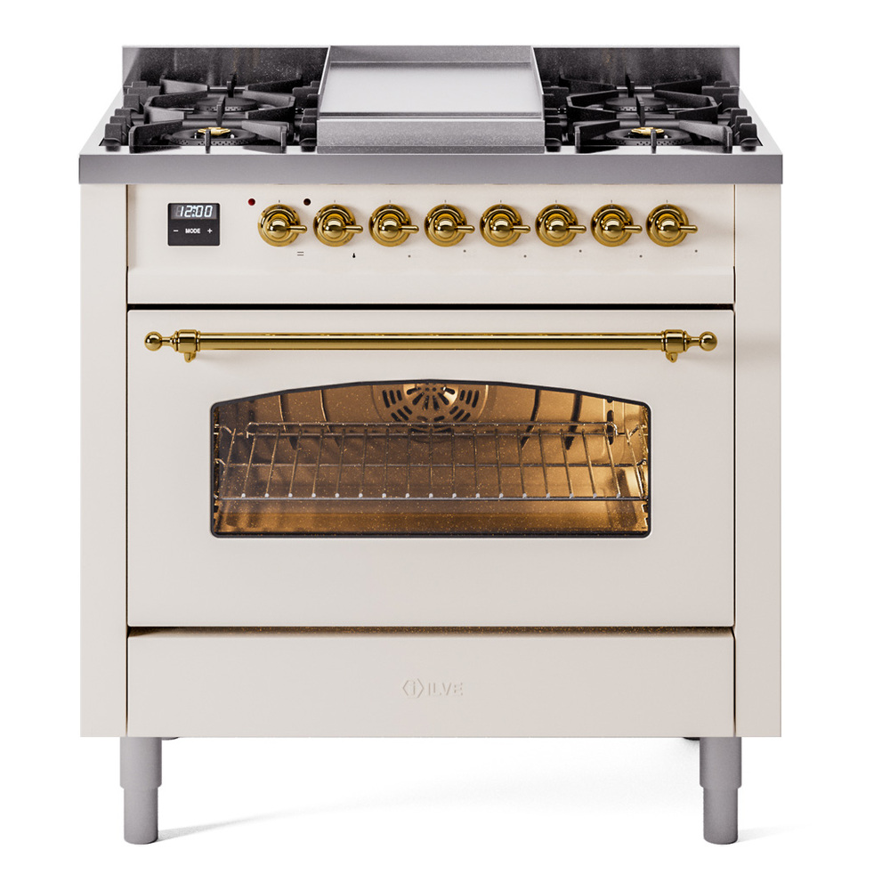 Nostalgie II Series 36 inch Freestanding Dual Fuel Range with Liquid Propane, 6 Sealed Burners, 3.5 cu. ft. Total Oven Capacity, Griddle, Convection Oven, Continuous Grates, Storage Drawer wi