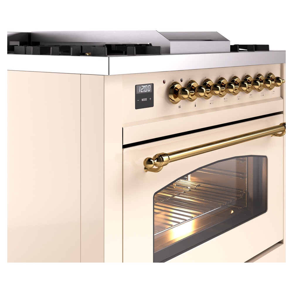 Nostalgie II Series 36 inch Freestanding Dual Fuel Range with Liquid Propane, 6 Sealed Burners, 3.5 cu. ft. Total Oven Capacity, Griddle, Convection Oven, Continuous Grates, Storage Drawer wi UP36FNMPAWGLP
