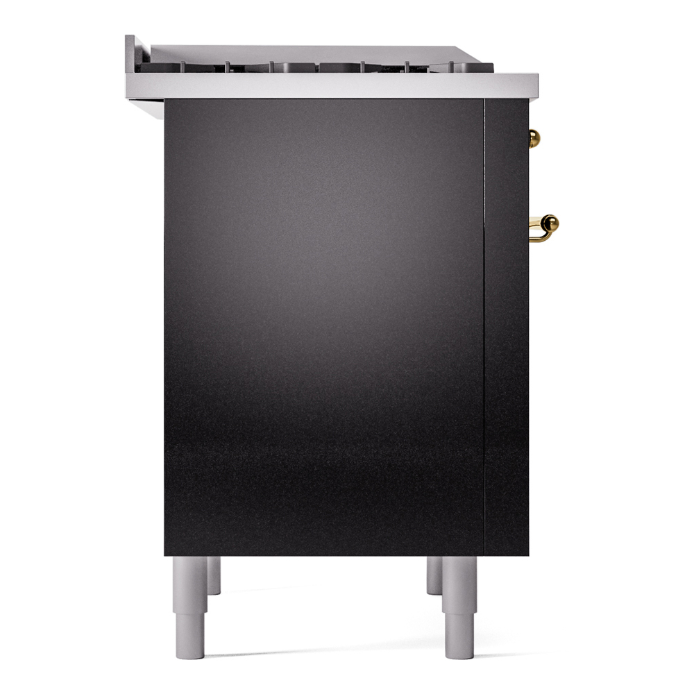 Nostalgie II 36 UP36FNMPBKG Freestanding Dual Fuel Range with 6 Sealed Burners with Griddle Single Oven with Triple Glass Door with Brass knobs UP36FNMPBKGLP