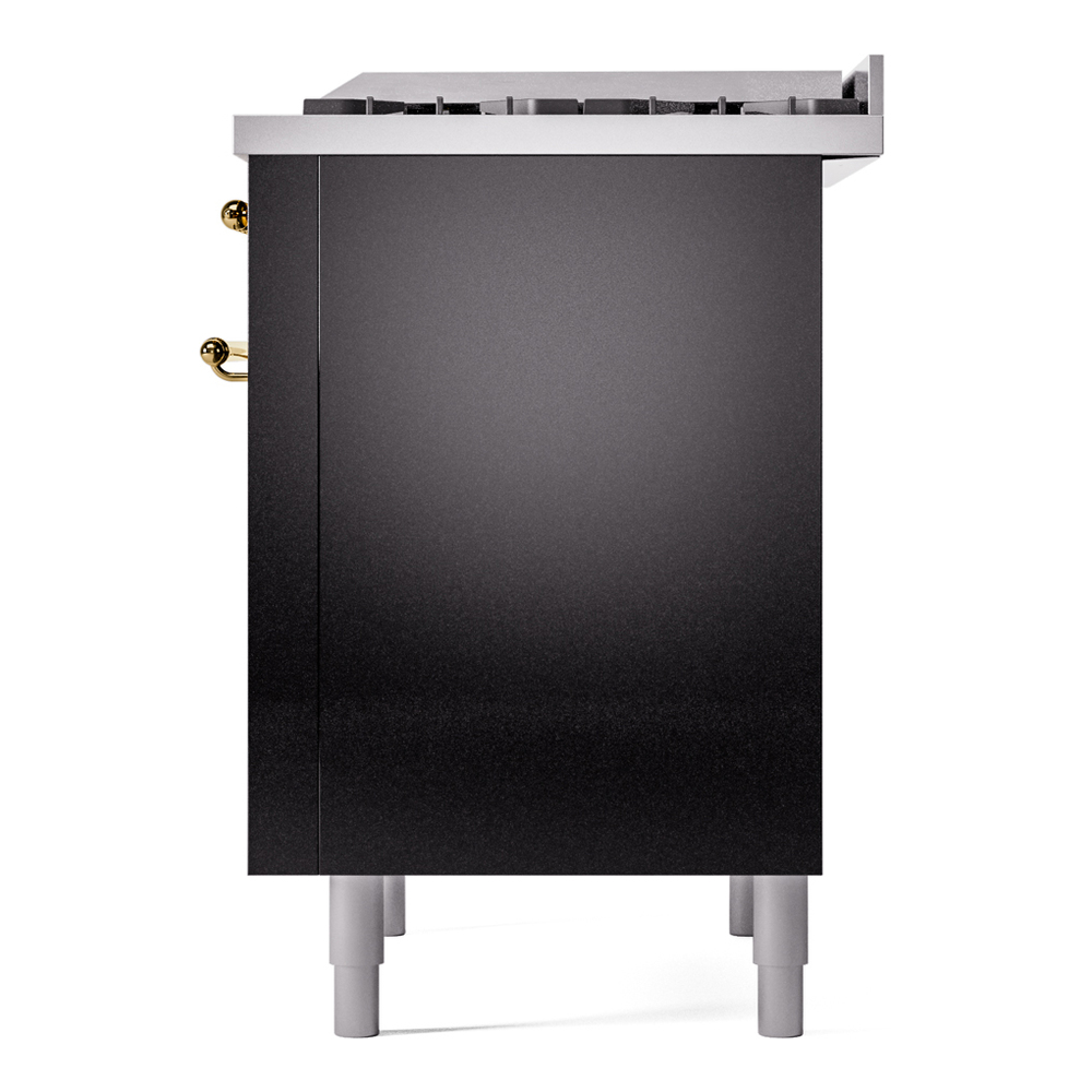 Nostalgie II 36 UP36FNMPBKG Freestanding Dual Fuel Range with 6 Sealed Burners with Griddle Single Oven with Triple Glass Door with Brass knobs UP36FNMPBKGLP