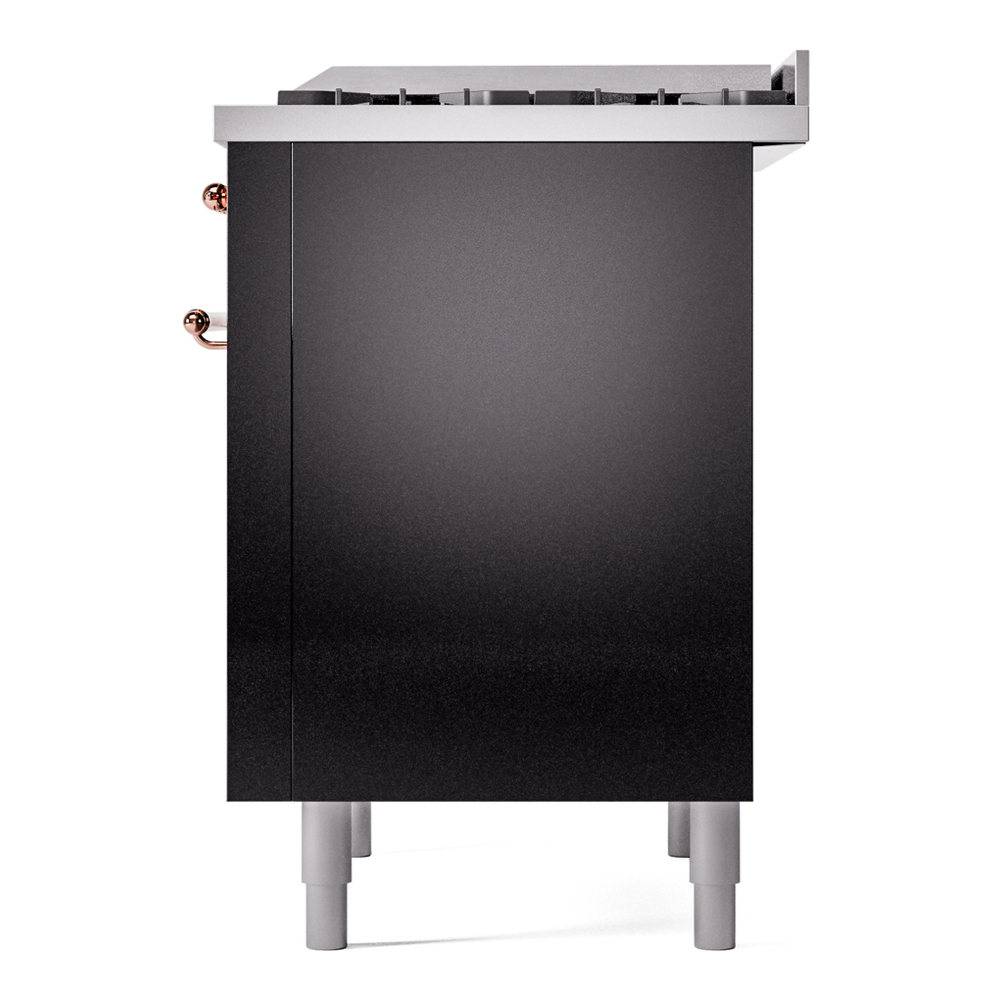 Nostalgie II 36 UP36FNMPBKP Freestanding Dual Fuel Range with 6 Sealed Burners with Griddle Single Oven with Triple Glass Door with Copper knobs UP36FNMPBKP