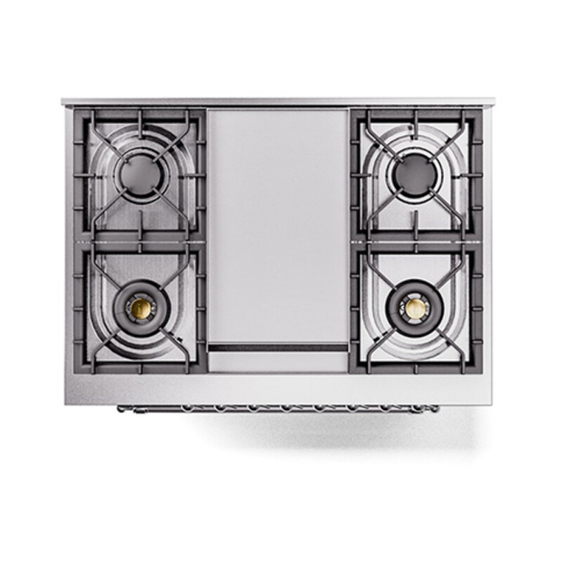 Nostalgie II 36 UP36FQNMPEGC Freestanding Dual Fuel Range with 6 Sealed Burners with Griddle Single Oven with Solid Door with Chrome knobs UP36FQNMPEGC