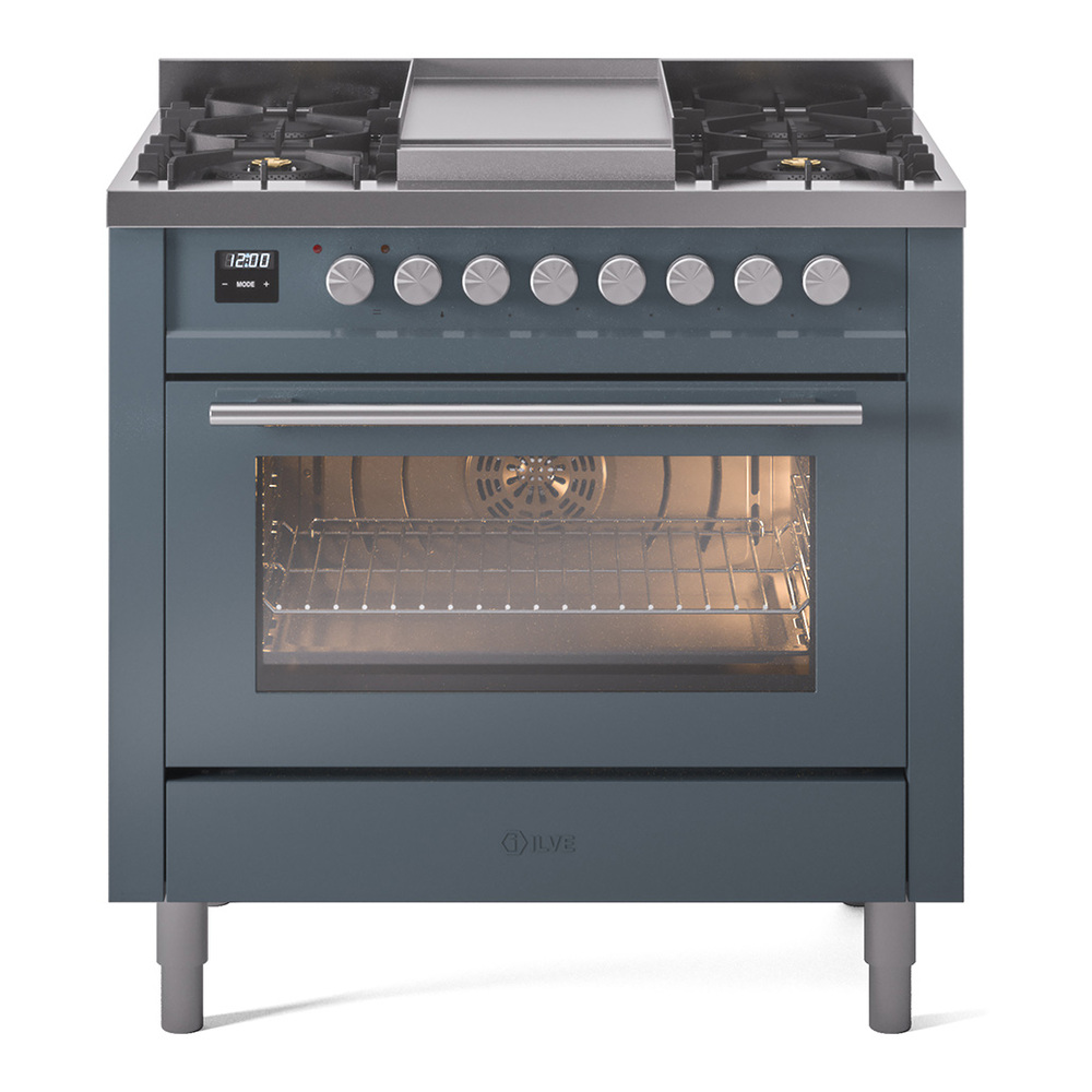 Professional Plus II 36 UP36FWMPBG Freestanding Dual Fuel Range with 6 Sealed Burners with Griddle Single Oven with Triple Glass Door with Stainless Steel knobs UP36FWMPBG
