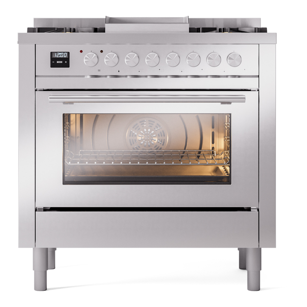 Professional Plus II Series 36 inch Freestanding Dual Fuel Range with Liquid Propane, 6 Sealed Burners, 3.5 cu. ft. Total Oven Capacity, Griddle, Convection Oven, Continuous Grates, Storage D UP36FWMPSSLP