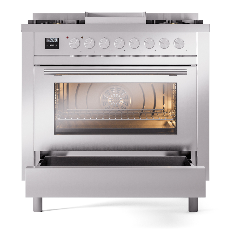 Professional Plus II Series 36 inch Freestanding Dual Fuel Range with Liquid Propane, 6 Sealed Burners, 3.5 cu. ft. Total Oven Capacity, Griddle, Convection Oven, Continuous Grates, Storage D UP36FWMPSSLP