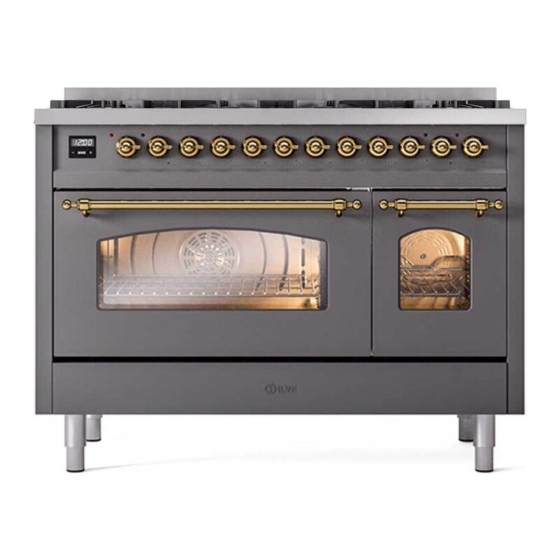 Nostalgie II 48 inch Dual Fuel Range with 8 Total Black Sealed Burners, Trim UP488NMPMGG