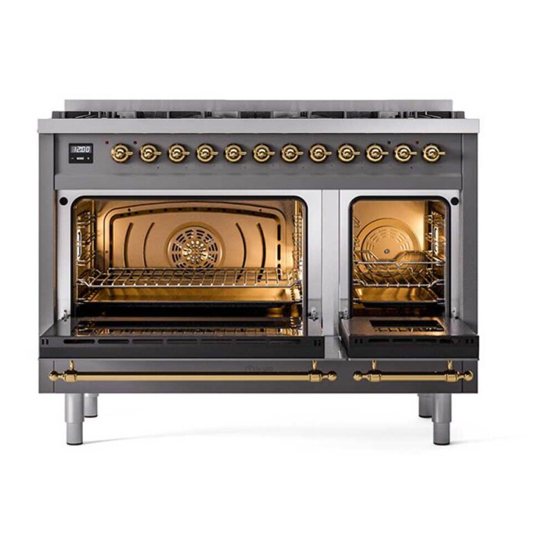 Nostalgie II 48 inch Dual Fuel Range with 8 Total Black Sealed Burners, Trim UP488NMPMGG