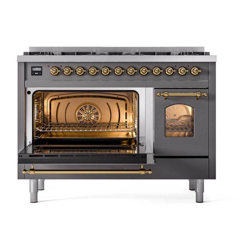 Nostalgie II 48 inch Dual Fuel Range with 8 Total Black Sealed Burners, Trim UP488NMPMGG