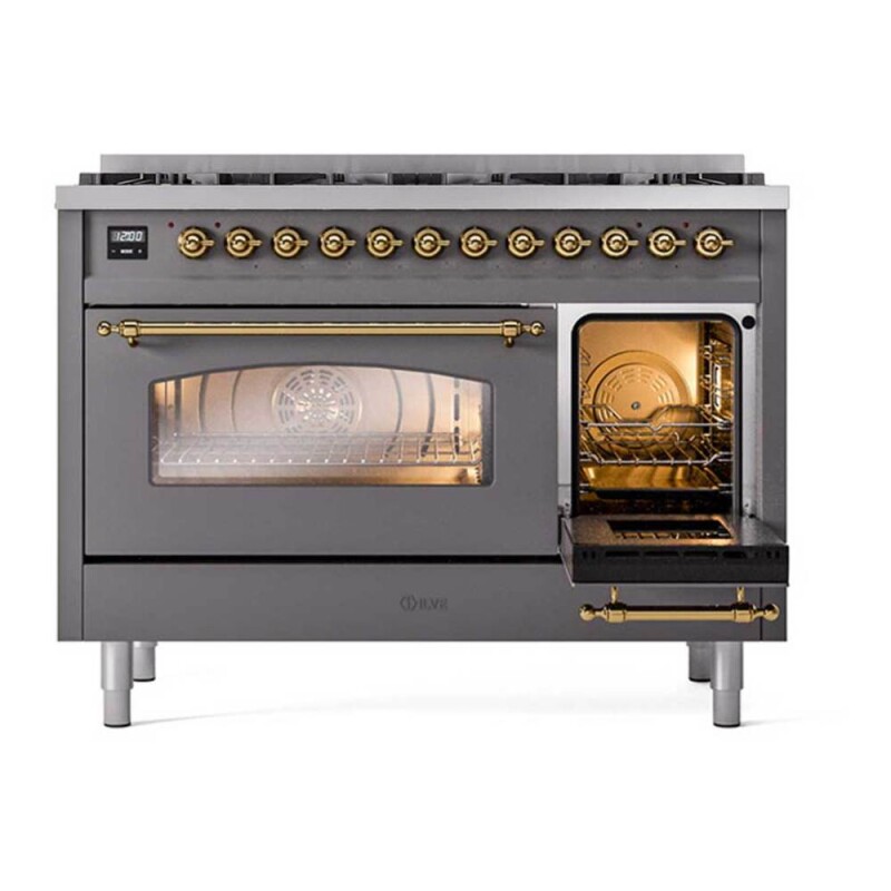 Nostalgie II 48 inch Dual Fuel Range with 8 Total Black Sealed Burners, Trim UP488NMPMGG